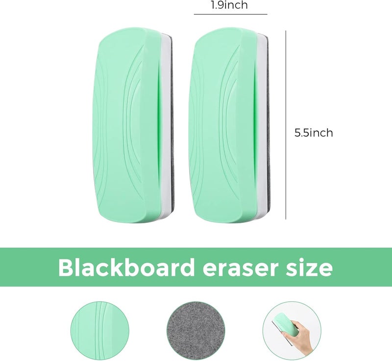 Ddaowanx Whiteboard Eraser, Magnetic Dry Erase Eraser, Glass Board Eraser,School and Office Supplies, Pack of 2 (Light Green) - Image 3